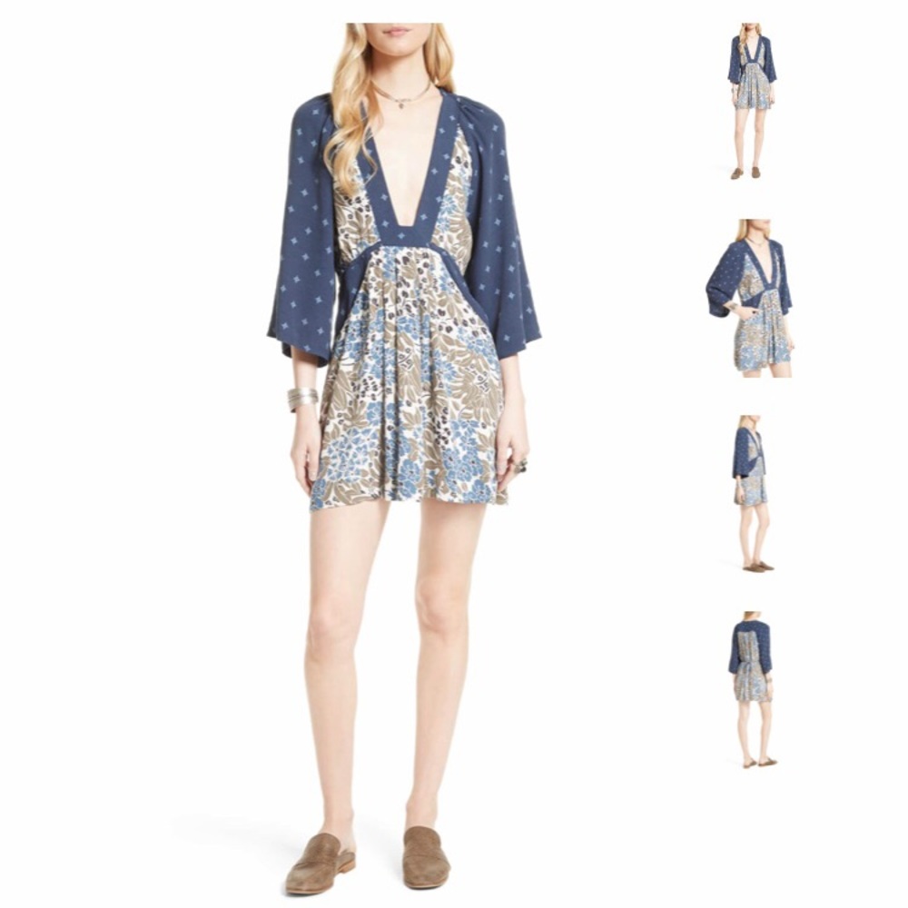 Free People Mixed Pattern Pocket Dress Size XS